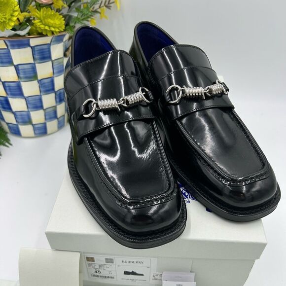 Men’s Burberry barbed leather loafers size 45 made in Italy - Picture 1 of 14